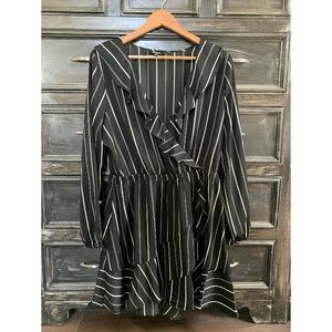 Express Long Sleeve Black and White Cocktail Dress